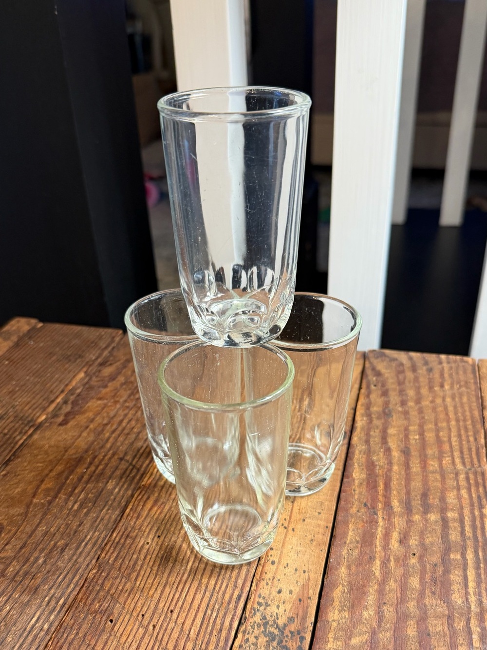 (4) vintage farmhouse 4 oz. clear juice glasses